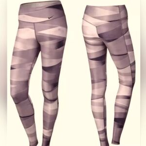 NIKE Legend 2.0 Ribbon Wrap Leggings - graphic pattern in mauves, plum, blush
